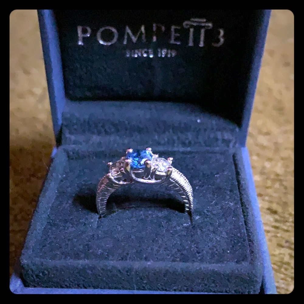 Blue Diamond certified Pompeii3 engagement ring
